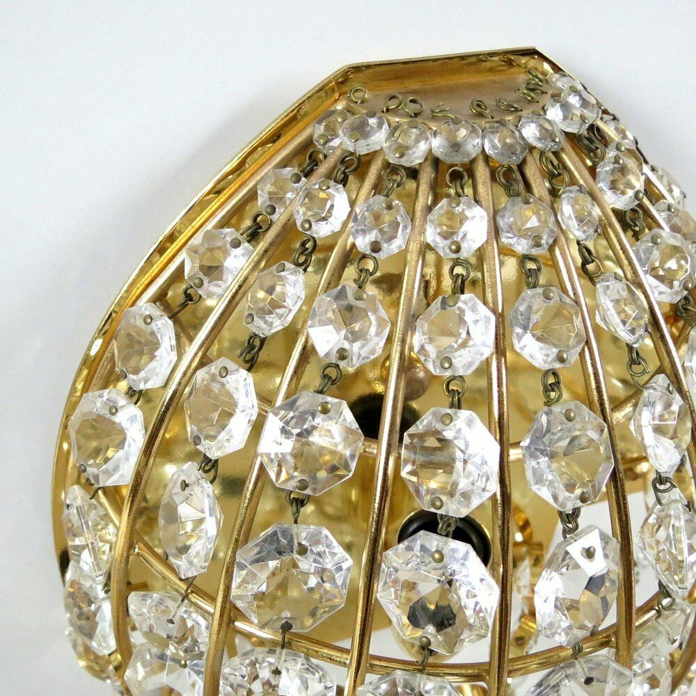 Set Of 2 German Gold Plated And Glass Wall Lamps From Palwa, 1960s photo buy