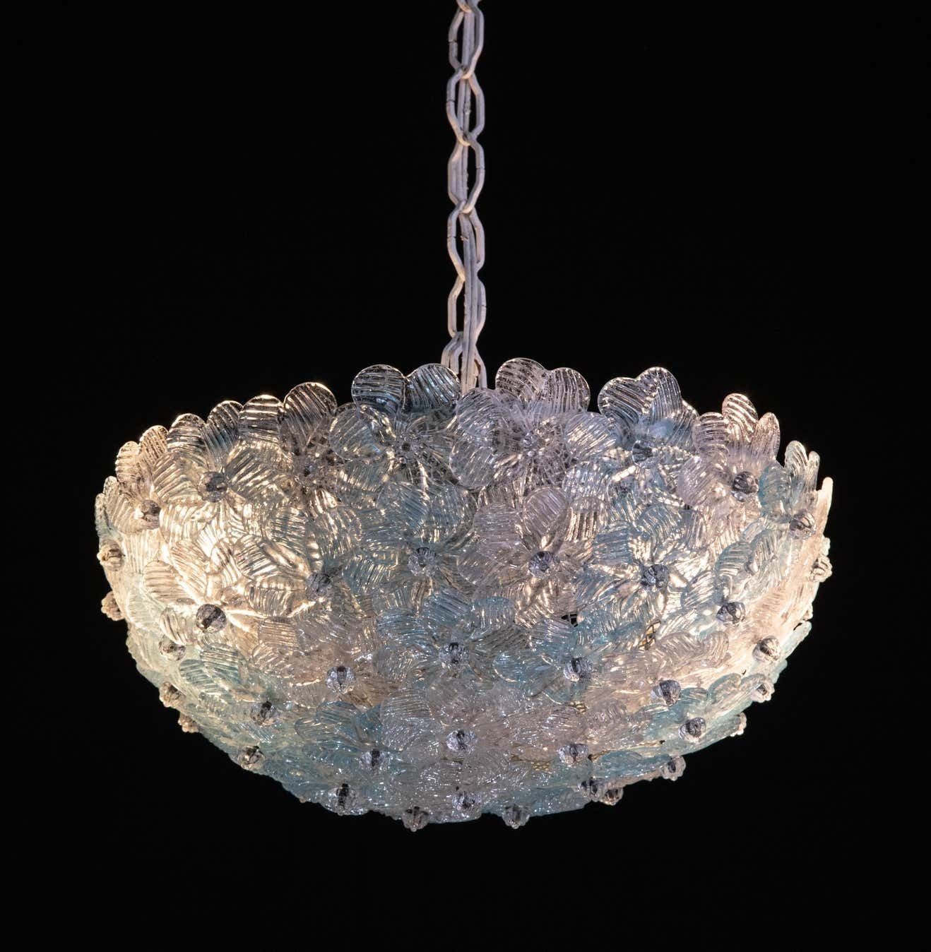 Murano Flush Mount Flower And Metal By Seguso For Venini, Italy, 1960s photo for sale