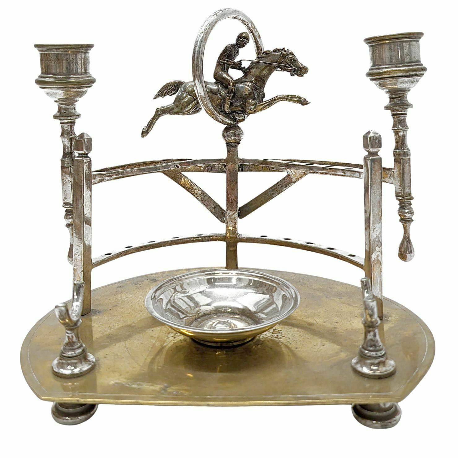 Inkwell In Bronze With Equestrian Decoration