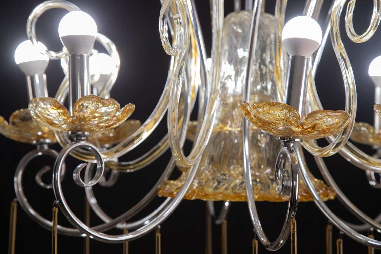Spectacular Murano Amber Chandelier, 8 Arms, 1980s photo vinterior