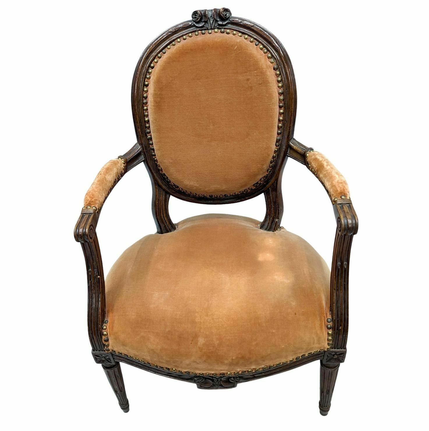 photo furniture Series Of 5 Armchairs From The Transition Period In Walnut Bench Basket From The Transition Period In Walnut From The 18th Century