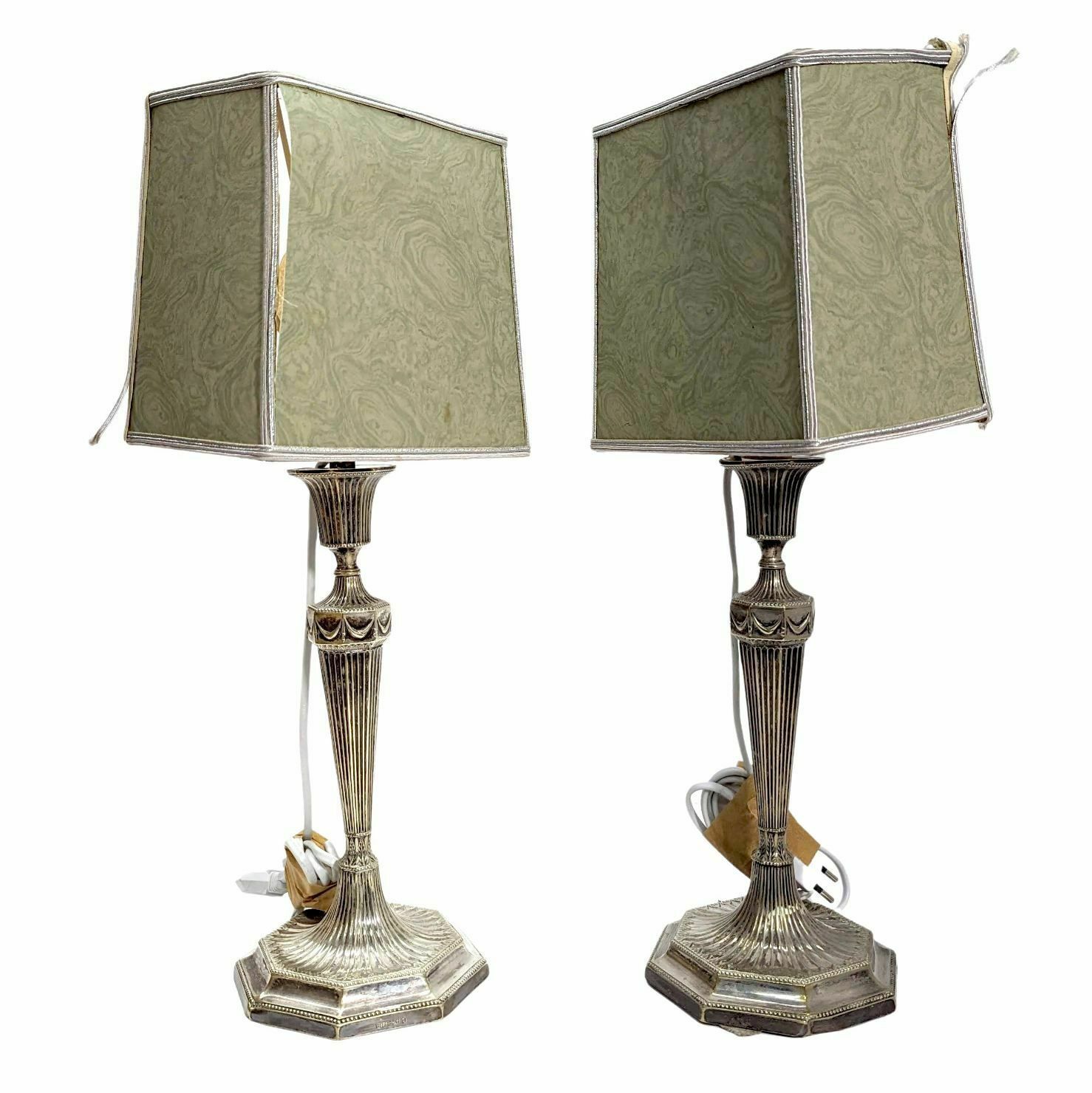 Pair Of English 19th Century Silver Metal Lamps
