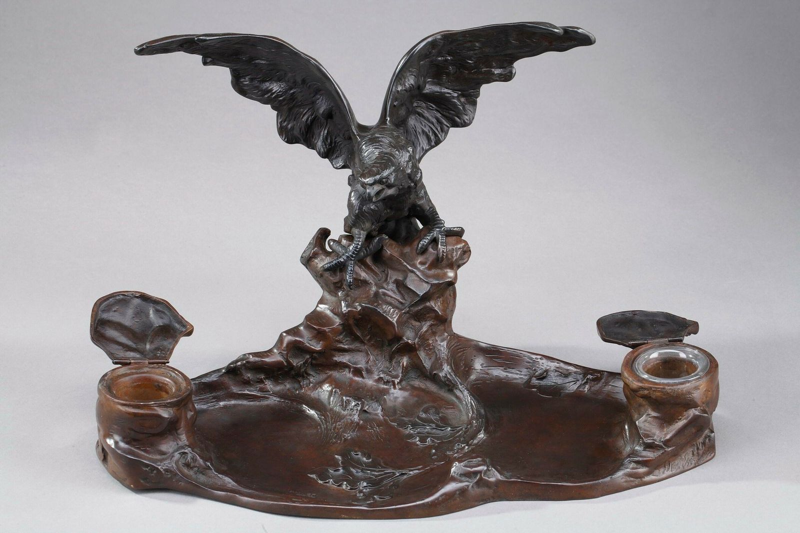 1848.0 Inkwell In Bronze Art Nouveau By Albert Marionnet (1852 1912) photo