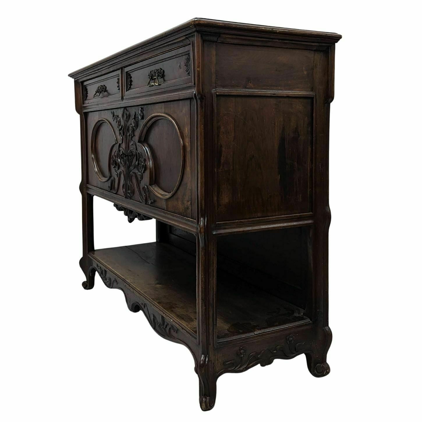 Art Nouveau Walnut Service And Its Mirror, 1900 Period photo Furniture