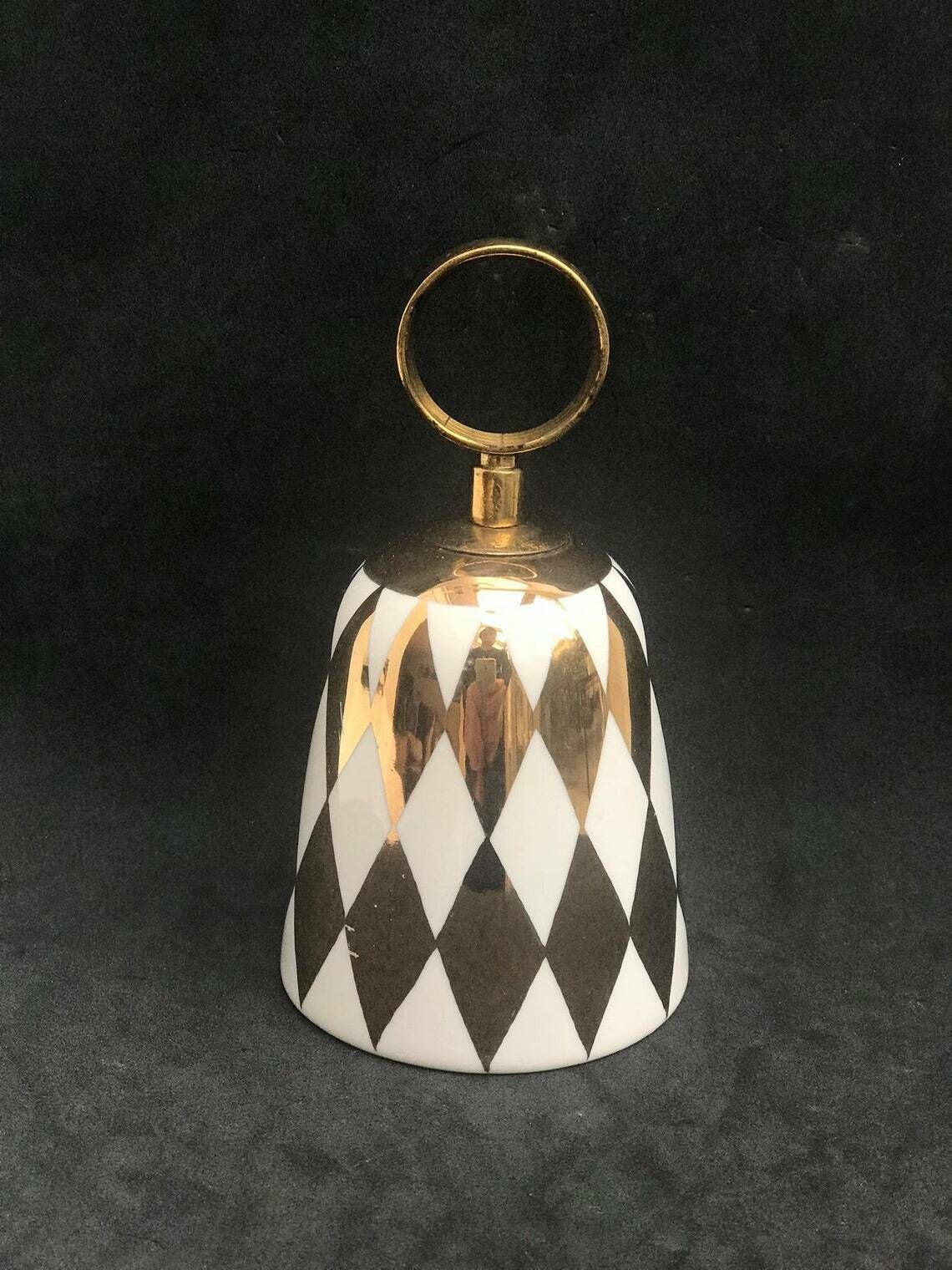 Fornasetti Original Porcelain Table Bell Golden Trim Desk Decor Italian Design Ornament Gift For Him