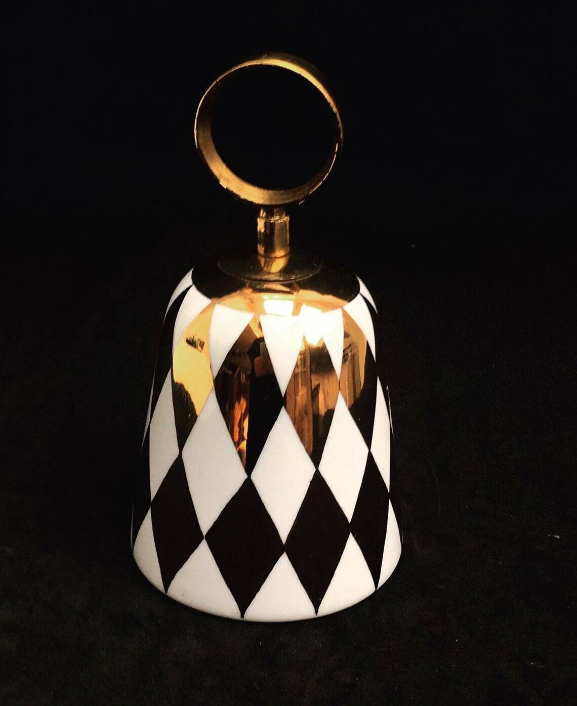 Fornasetti Original Porcelain Table Bell Golden Trim Desk Decor Italian Design Ornament Gift For Him photo for sale