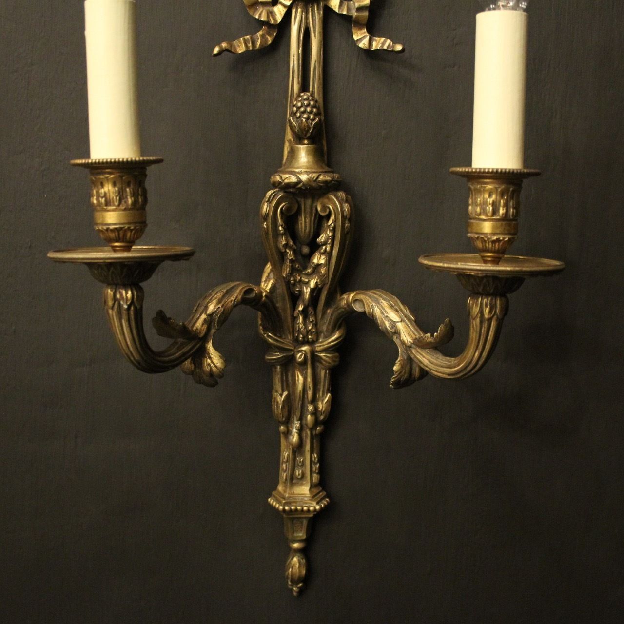French Pair Of Bronze Antique Wall Sconces photo vinterior