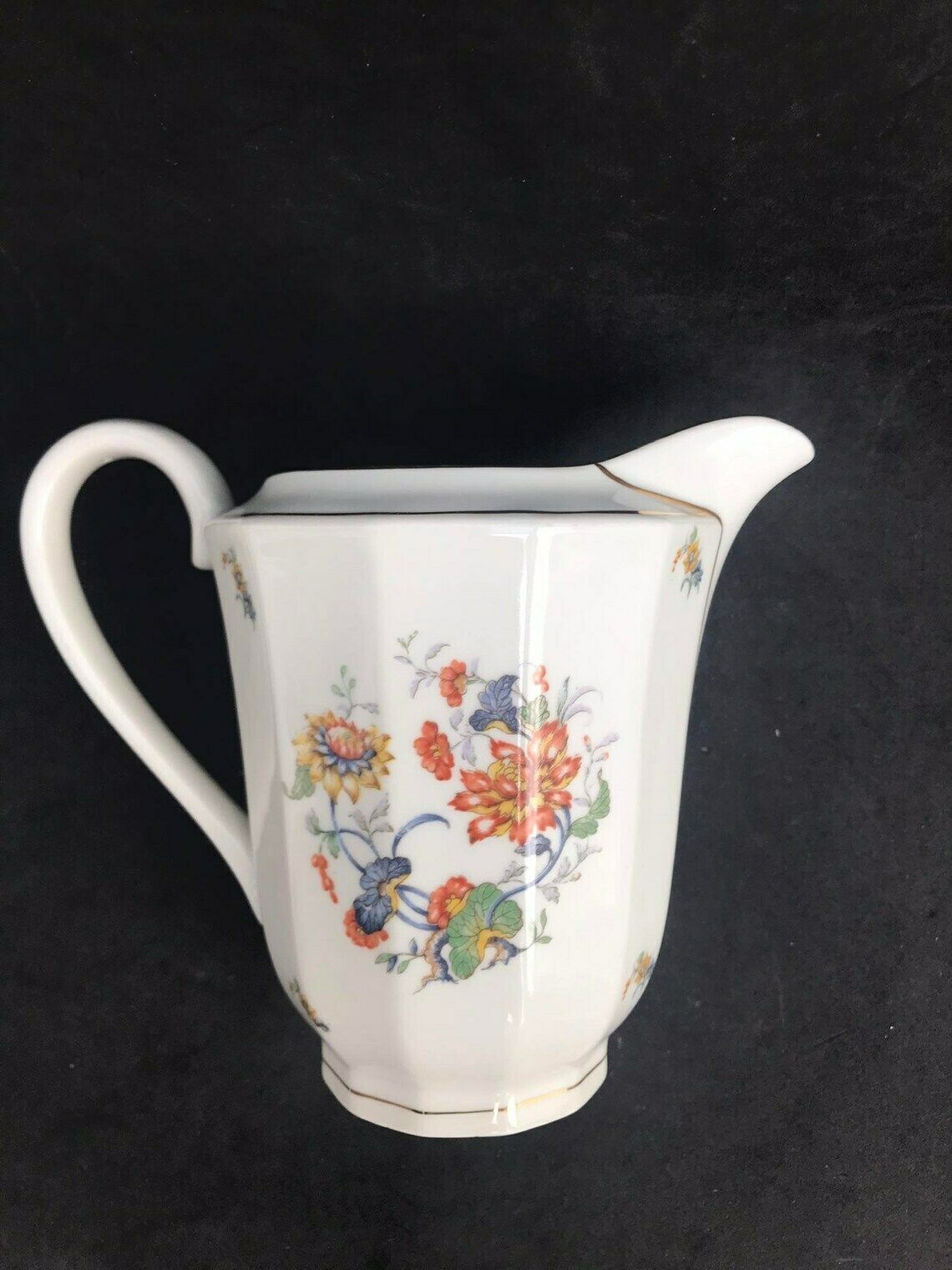 Porcelain Milk Jug Large Creamer Floral Milk Pot Tea Coffee 1940s Porcelain De Boudour Cerabel Belgium Wedding Gift Illustration Gold Rim photo buy