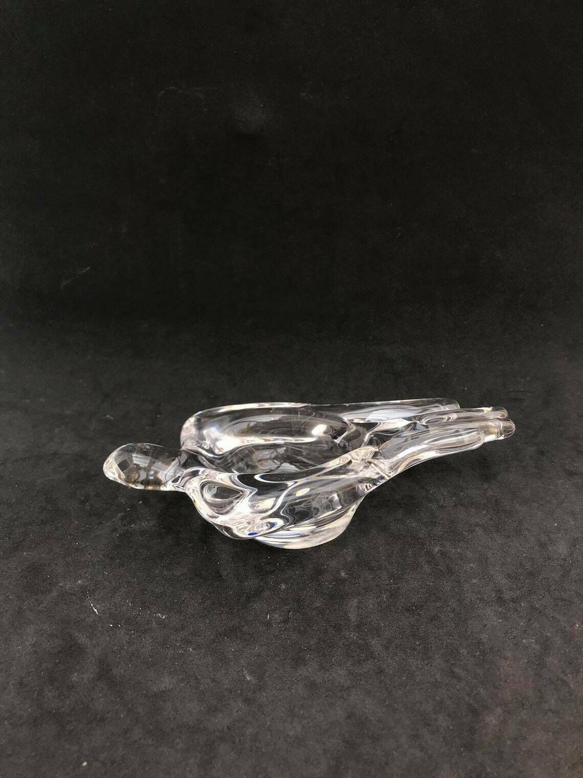 Ashtray Paperweight Bowl Bird Shaped Heavy Crystal Cigar Ashtray By Art Vannes France Art Glass Dove Clear Gift For Her Wedding Gift photo Home Decor