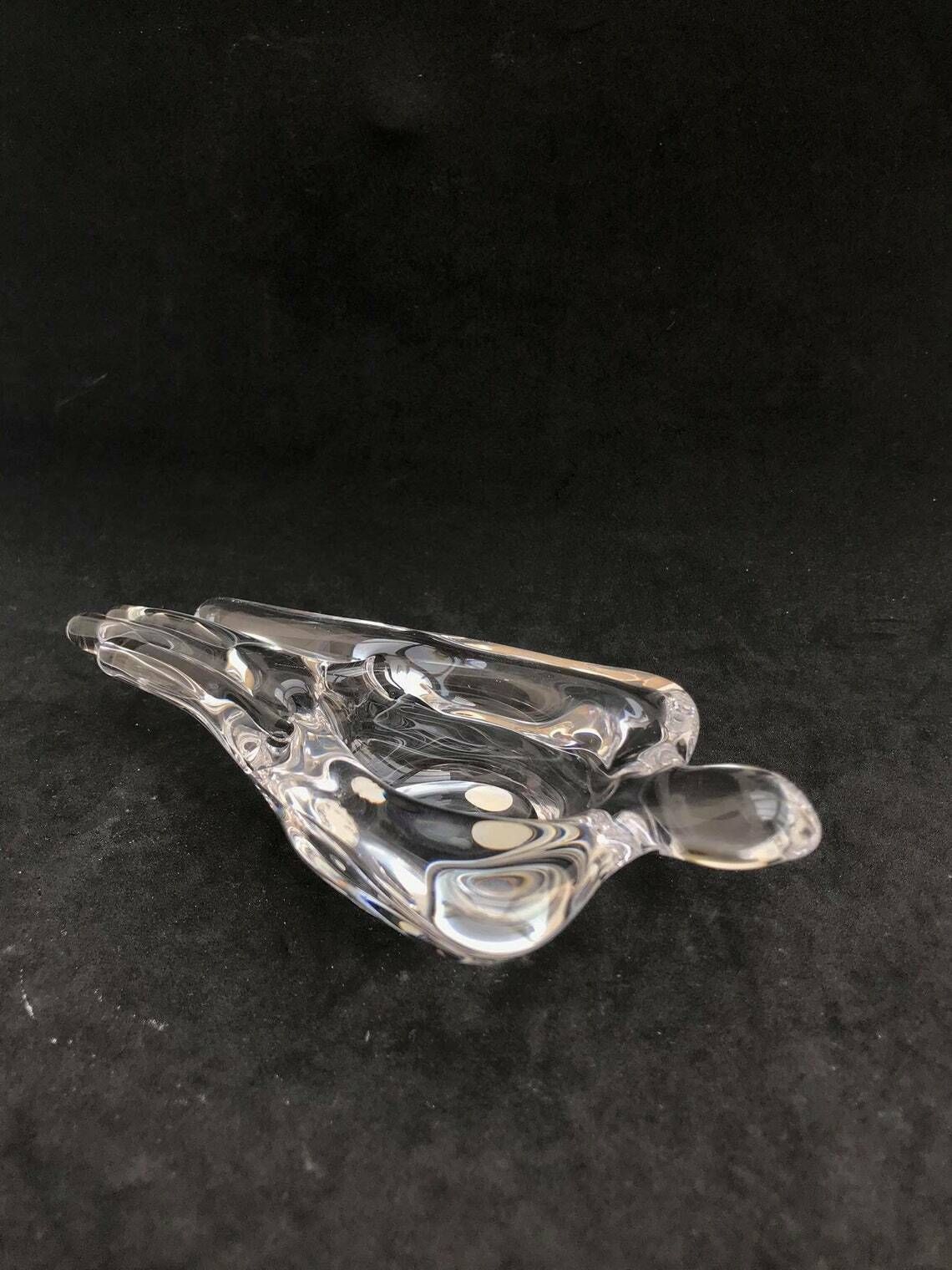 Ashtray Paperweight Bowl Bird Shaped Heavy Crystal Cigar Ashtray By Art Vannes France Art Glass Dove Clear Gift For Her Wedding Gift photo vinterior