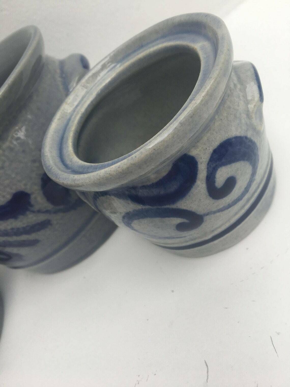 Westerwald Salt Glazed Cobalt Blue Set 3 Plant Pot Indoor Grey Plant Pot Cache Pot Outdoor Pottery, Blue Cobalt Grey Ceramic Stoneware. photo buy
