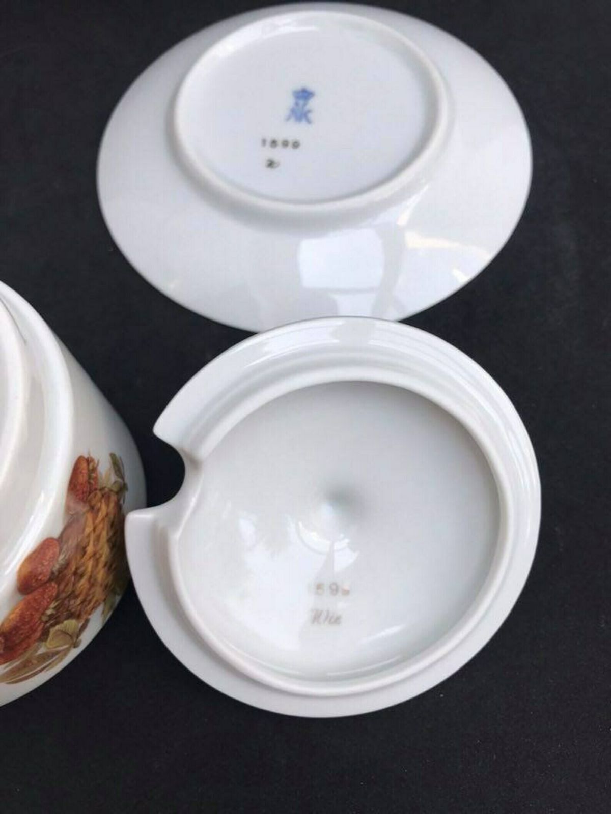 photo furniture Jam Pot Sugar Bowl With Lid Alka Kunst Alboth And Kaiser Fruits Gold Porcelain Bowl Vintage Jelly Sugar Mustard Condiment Jar 1960s