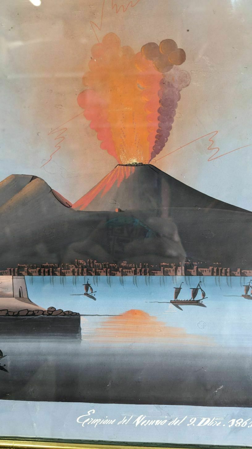 Neapolitan Gouache Eruption Of Vesuvius photo Art