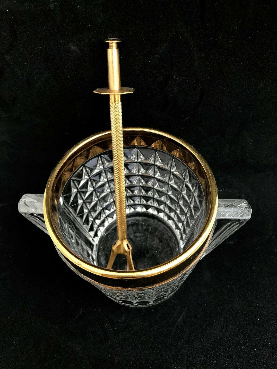 Ice Bucket Heavy Cut Crystal With Handles Mid Century Retro Bar Accessories, Mcm photo Home Decor