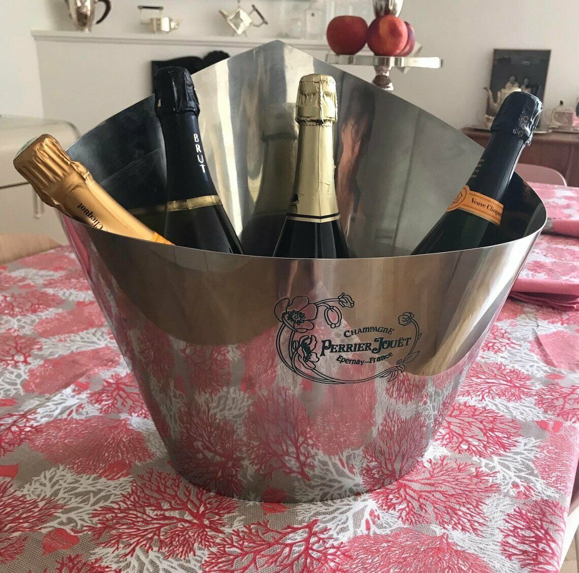 Champagne Ice Bucket Extra Large 4/5 Bottles Perrier Jouet Large Double Magnum Oval Ice Cooler Chilling Bar Decor Gift Garden Party photo furniture