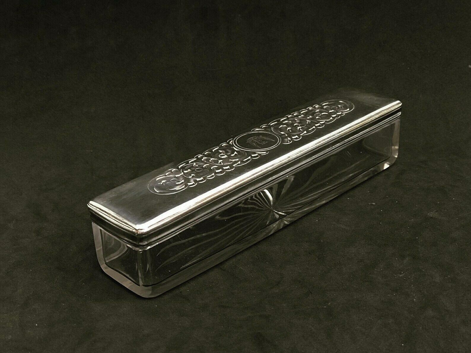 Rectangular Box Cut Crystal And Silver Plated Lid Decorated Cover Vanity Box, Cufflinks Box Ring Box Vanity Decor Dresser Ornament Gift Him photo furniture