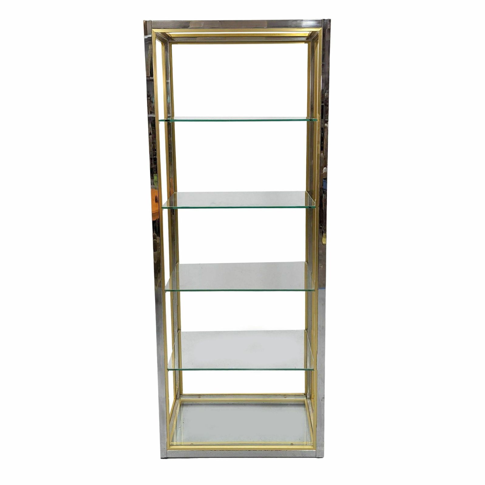 Renato Zevi Pair Of Vintage Design Shelves 1970 Chrome And Gold photo 2719.0