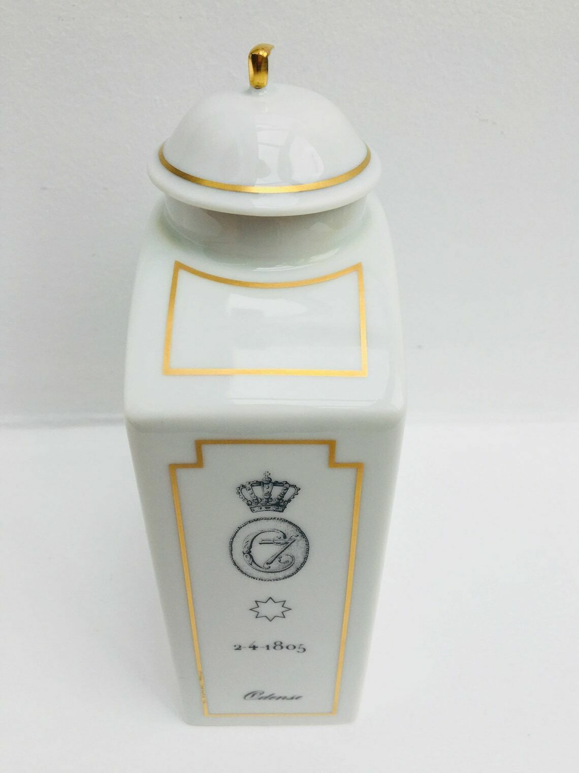 photo furniture Tea Caddy Bing & Grondahl B And G White Porcelain Canister Hans Christian Andersen Tea Caddy Denmark Danish Design Gift For Her Gold Trime
