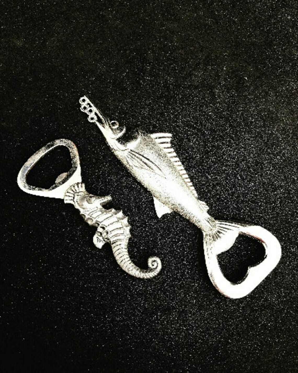 Bottle Opener Set Sturgeon And Seahorse Metal Fish Shaped Beer Opener Set Man Cave Decor Fisherman Gift Fathers Day Gift Bar Accessories 60s