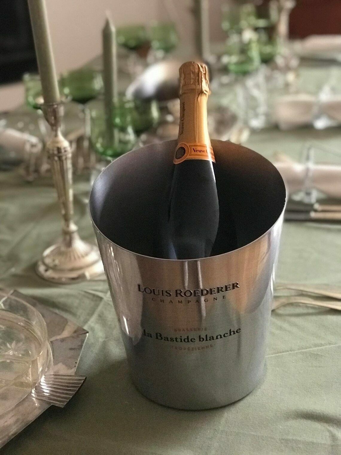 Champagne Bucket Louis Roederer France Stainless Steel Heavy Excellent Quality Wine Cooler Ice Bucket Bar Cart Wedding Gift photo vintage