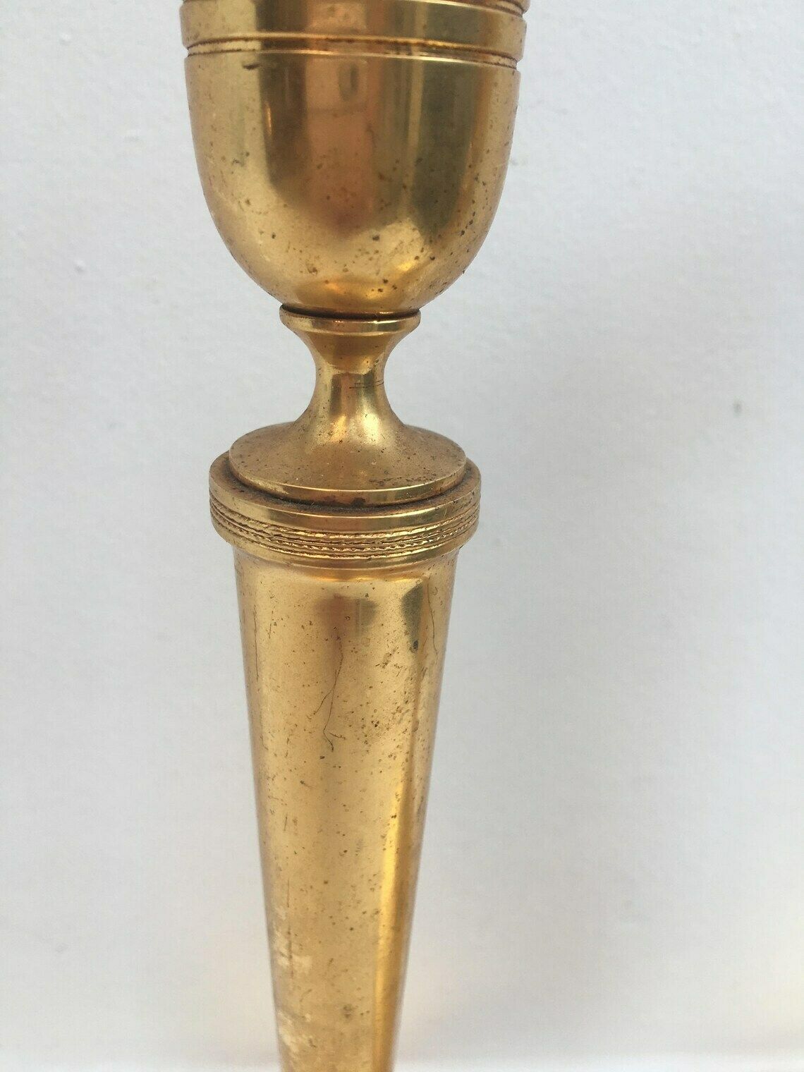 Golden Candlestick Pair Of Heavy Cast Golden Art Deco Candle Holder Holiday Orfèvrerie Delheid Hollywood Regency Wedding Decor Gold Accent photo 190.0