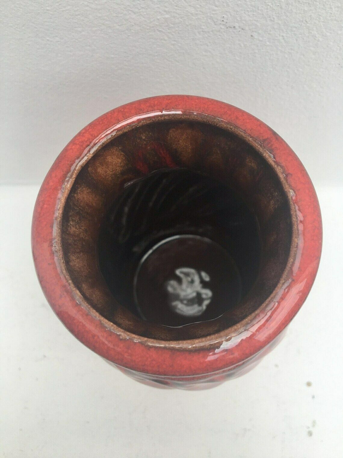 Red Fat Lava Vase, German Pottery, Red West Germany 1960s, West German Pottery, Fat Lava Era, 60s, Mid Century Modern Red Pottery Mcm photo vintage