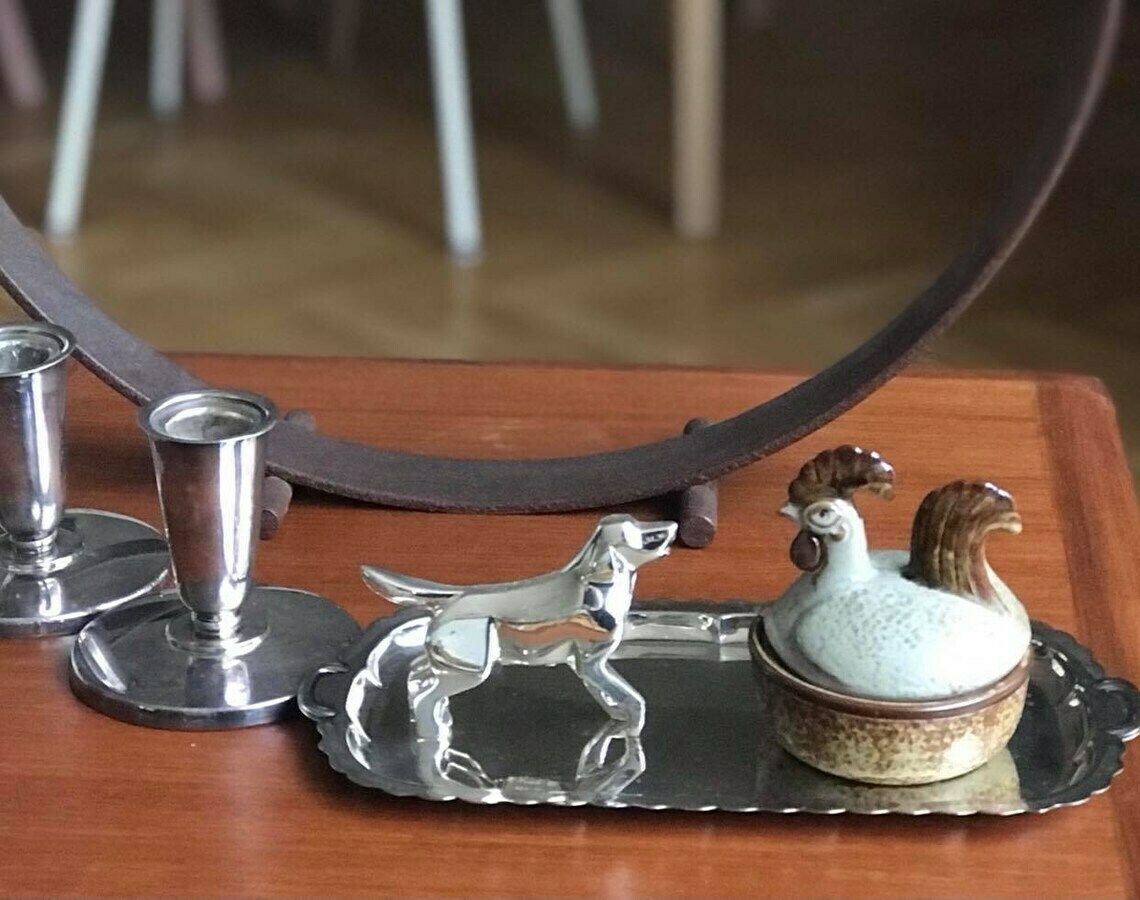Danish Ceramic Hen Box Chicken Figurine Brown Ceramic Mid Century Modern Country Side Decor Soholm Kitchen Collectible Scandinavian Decor photo vintage