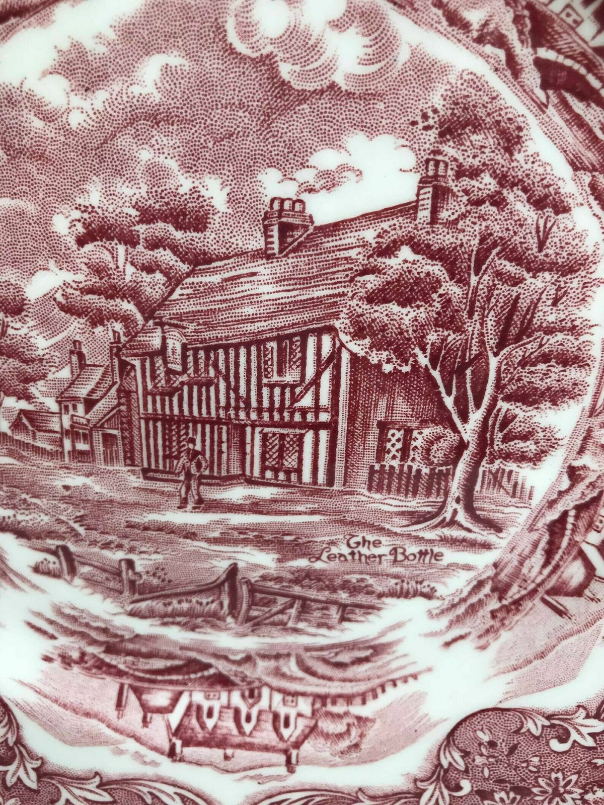 Red Transferware Vintage Grindley English Country Inns Side Plate Salad English Country photo Home Decor