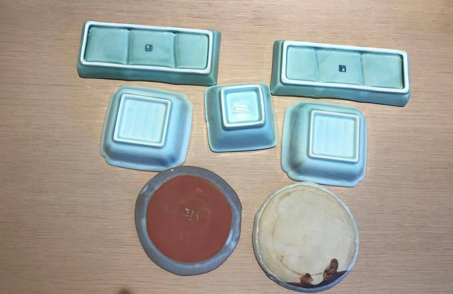 Sushi Plates Set Serving Tray, Sauce Dish, Dinner Sashimi Plate Asian Food Dish Green Acqua Ceramic Porcelain Fish Serving Tray photo 206.0
