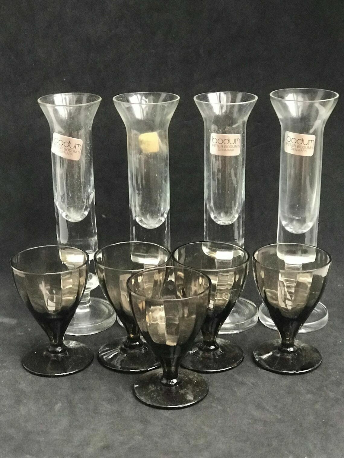 Vintage Schnapps Vodka Liqueur 4 Glasses Peter Bodum Design Scandinavian Art Glass Danish Design Bar Cart Styling Gift For Him Gift Friend