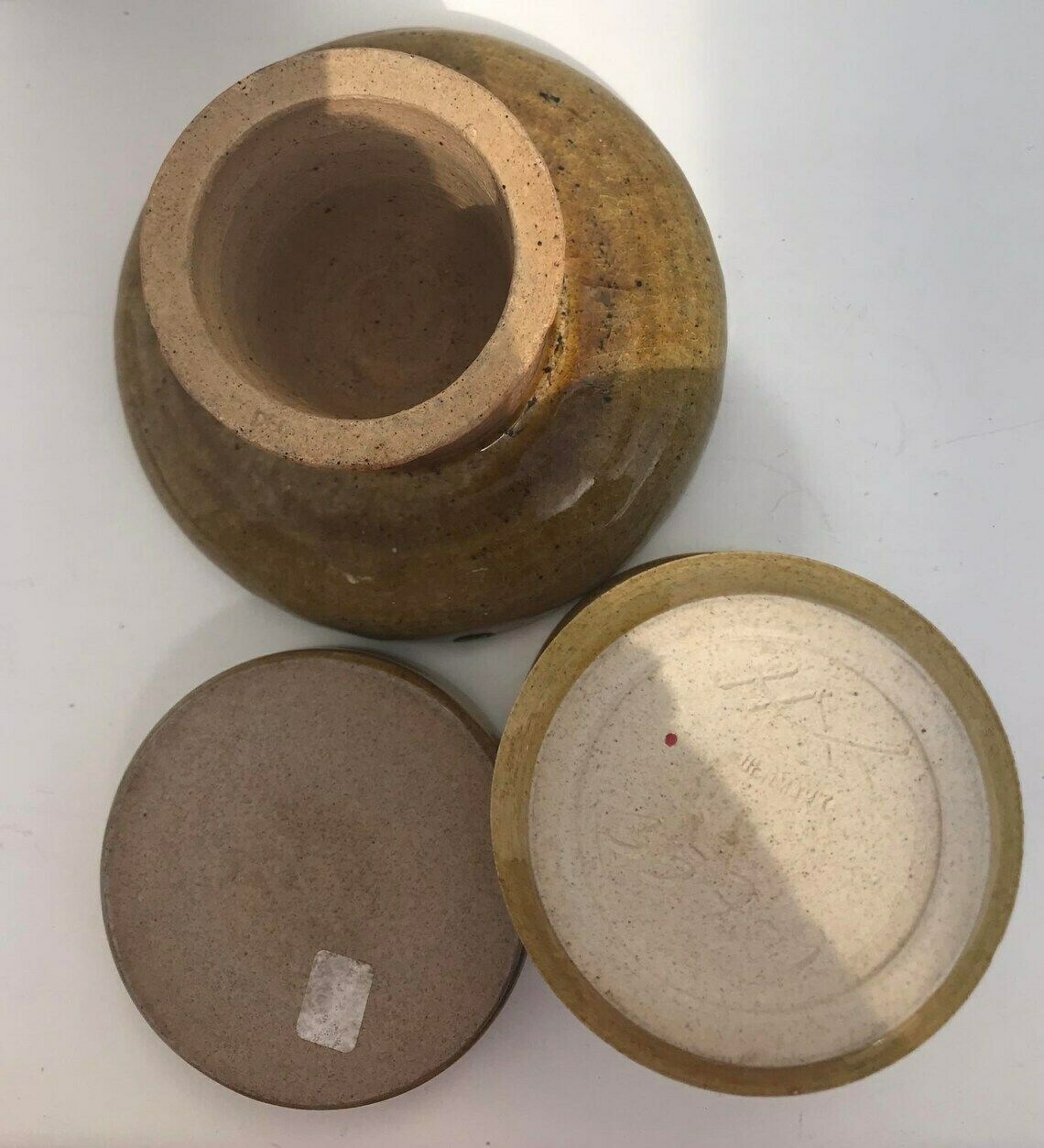 photo furniture Candle Holder Set Glaze Ceramic Danish Design Nils Kahler Ochre Kähler Candle Holder Tealight Votive 1970s Century Modern Minimalist Decor