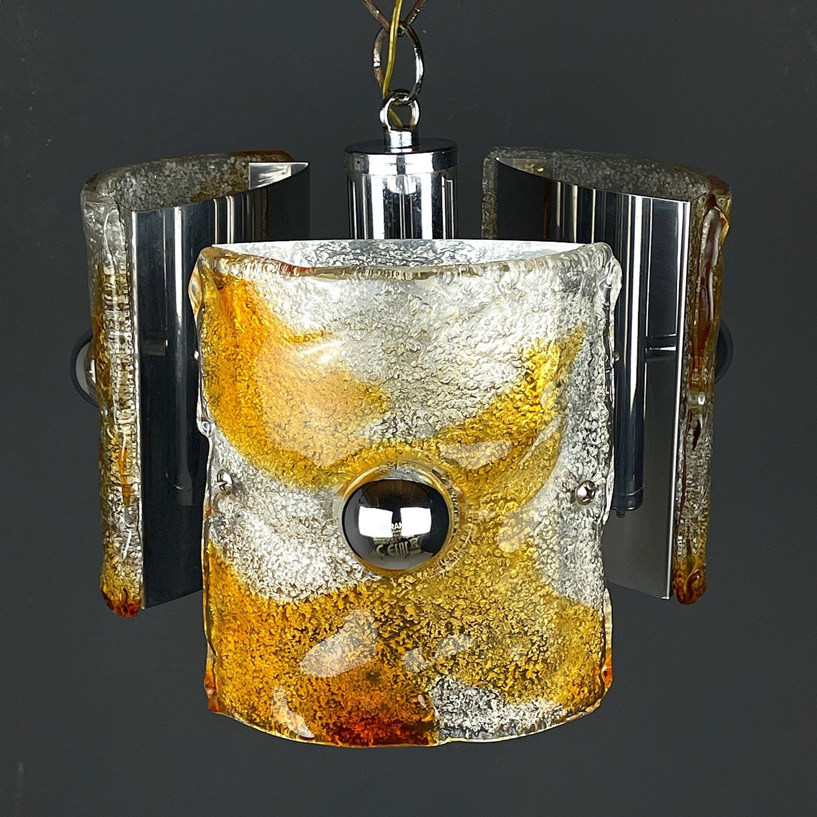 photo for sale Mid Century Ice Murano Glass Chandelier By Av Mazzega Italy 1970s