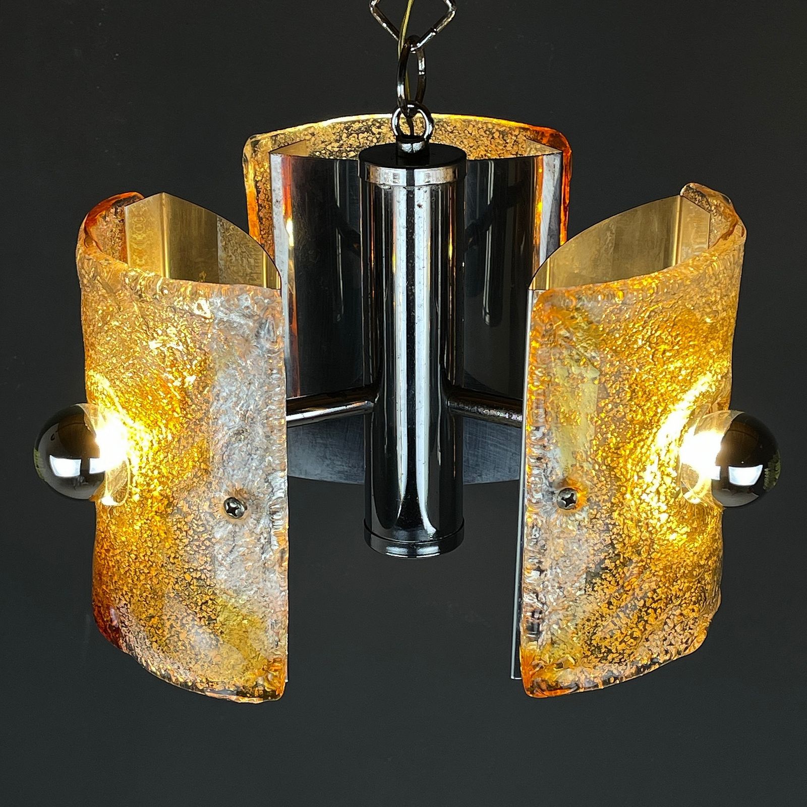 840.0 Mid Century Ice Murano Glass Chandelier By Av Mazzega Italy 1970s photo