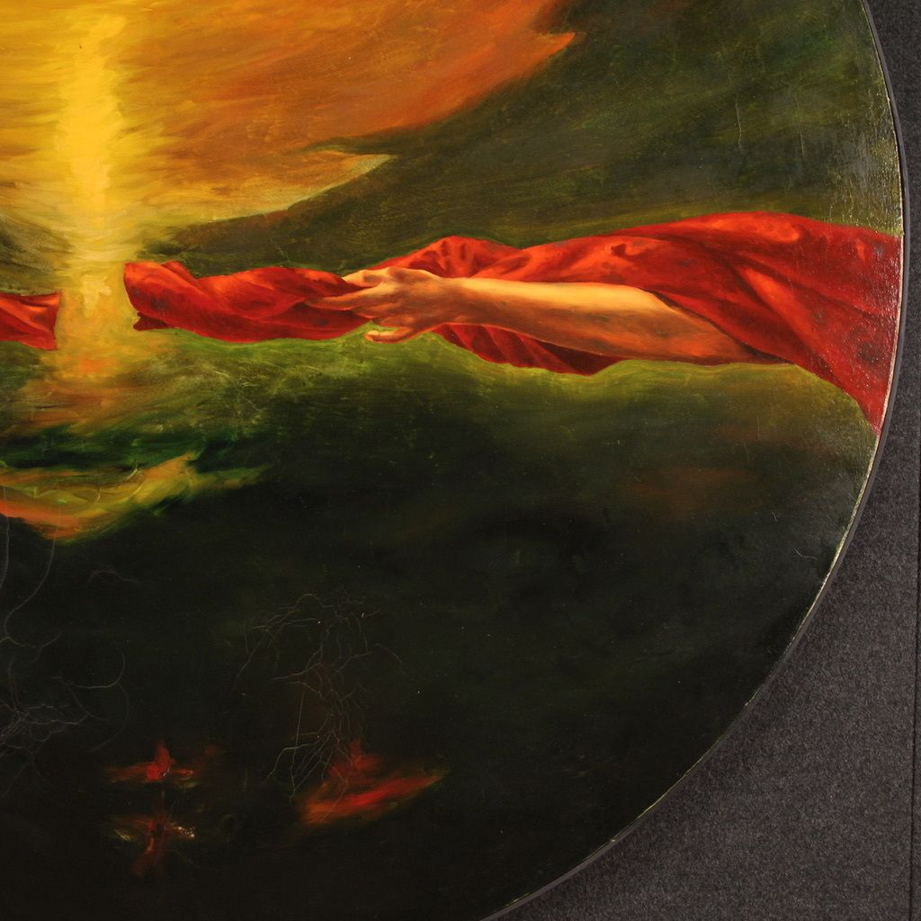 photo furniture Round Italian Painting Dated 1988 Oil On Canvas