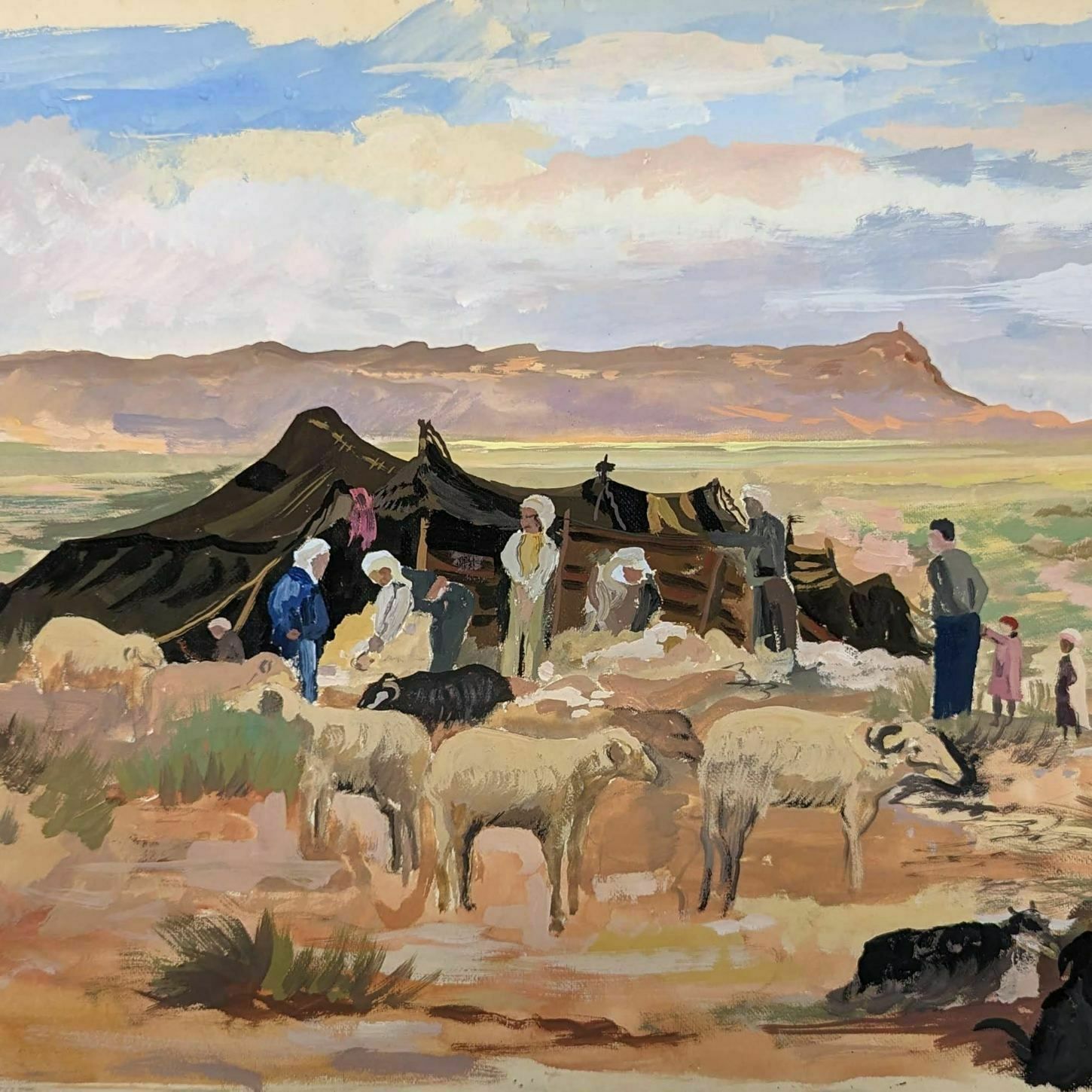 Orientalist Watercolor Drawing By Jean Calzada photo furniture