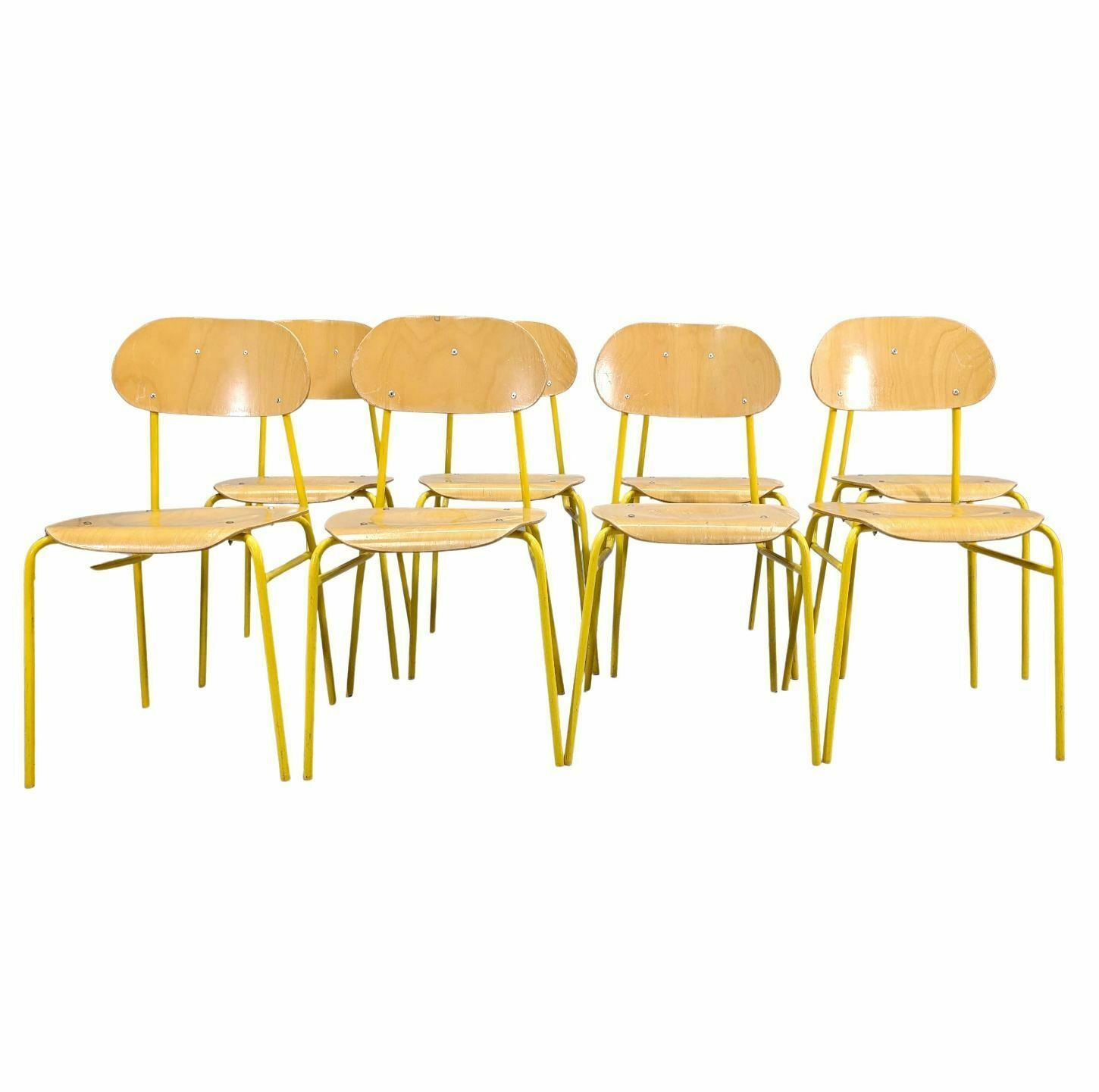 Vintage 80 Yellow Tubular Chairs (Set Of 8) photo 870.0