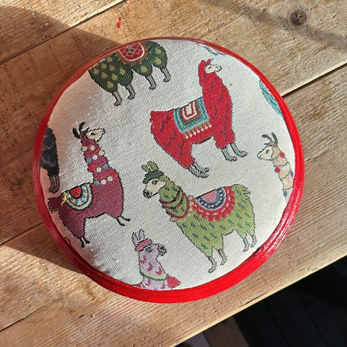 Victorian Poppy Red Alpaca Footstool photo furniture