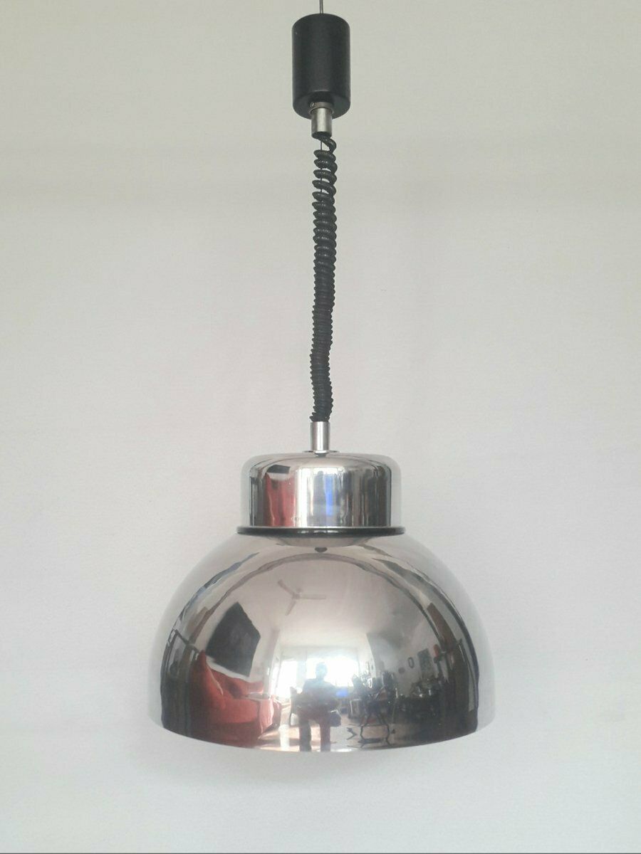 Chromed Hanging Pendant Lamp, 1970s