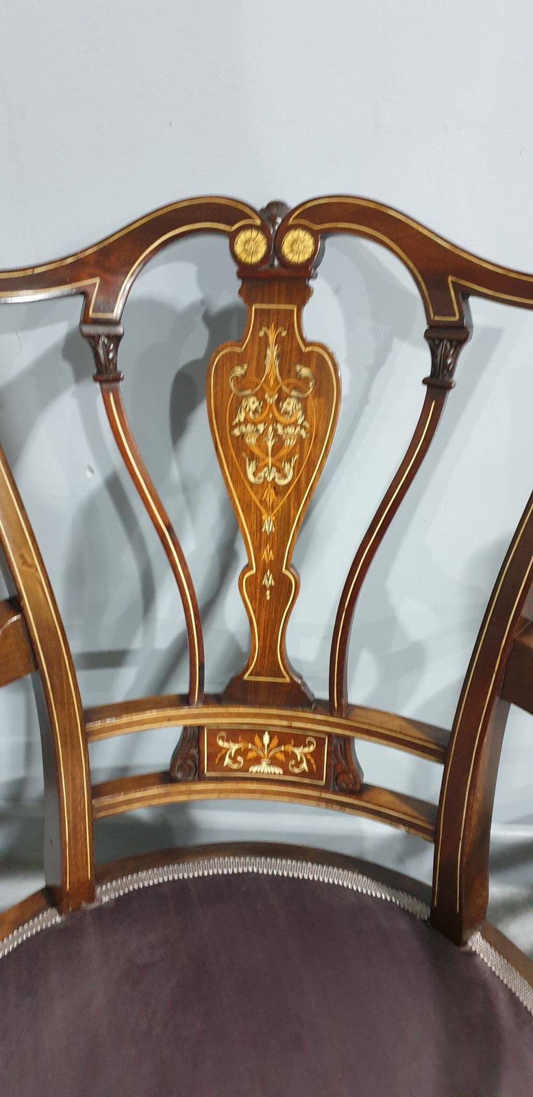 Lovely Pair Inlaid Mahogany Tub Chairs photo vinterior