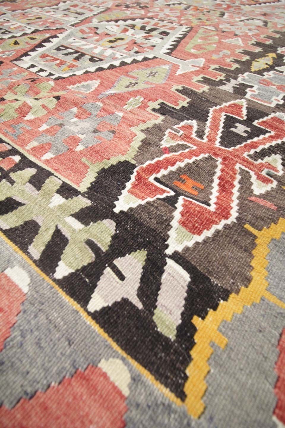 Antique Rugs Wool Kilim Area Rug Handmade Flat Carpet Rust Wool Rug photo for sale
