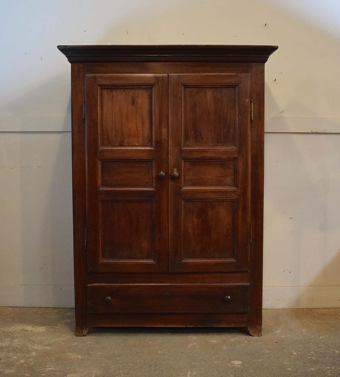 An Louis Philippe Solid Walnut Armoire Wardrobe With A Single Draw photo furniture
