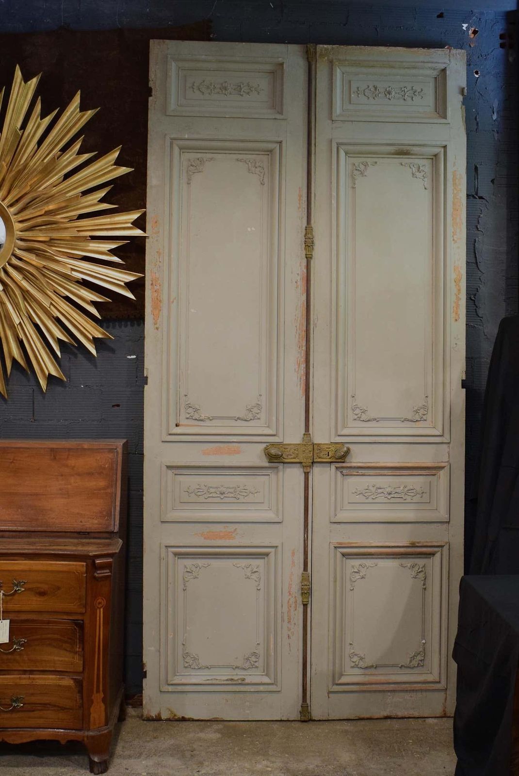Large Set Of Napoleon III French Antique Exterior Doors With Carved Panels photo for sale