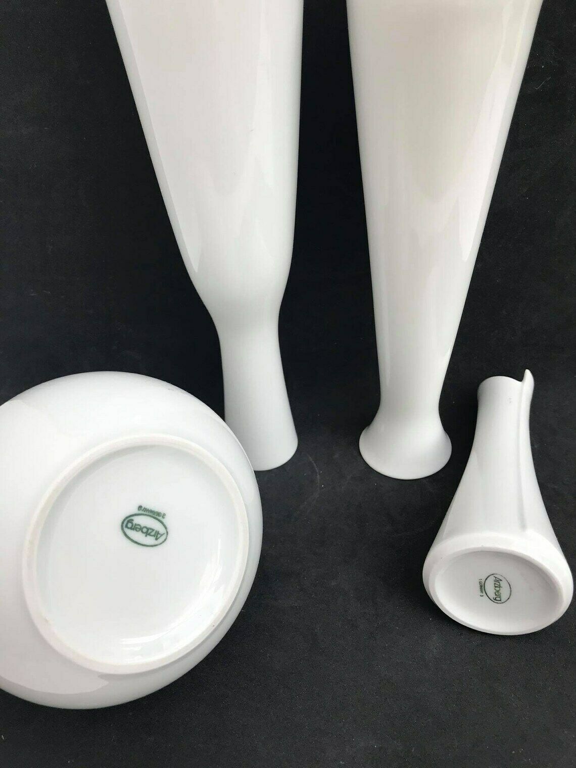 Set Van 4 Witte Vazen – Porselein Scherzer, Edelstein Vaas En 2 Arzberg Kleine Vazen – Op Art Mid Century – Fotografie Prop – Huwelijkscadeau photo vinterior
