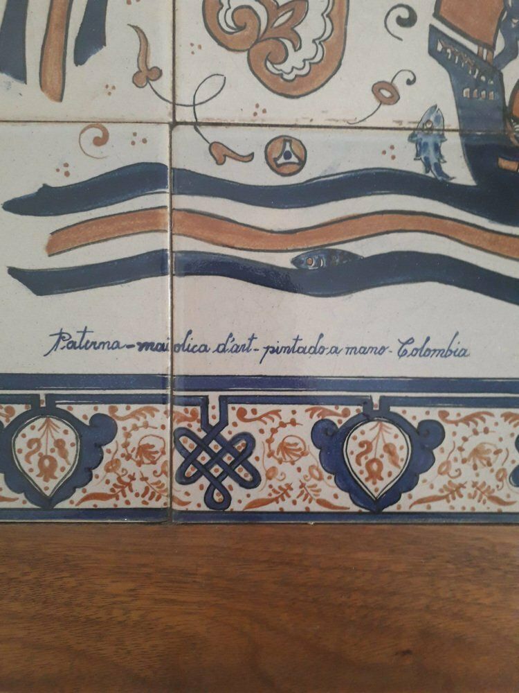 photo furniture Hand Painted Ceramic Coffee Table From Paterna Majolica Dart, 1970s