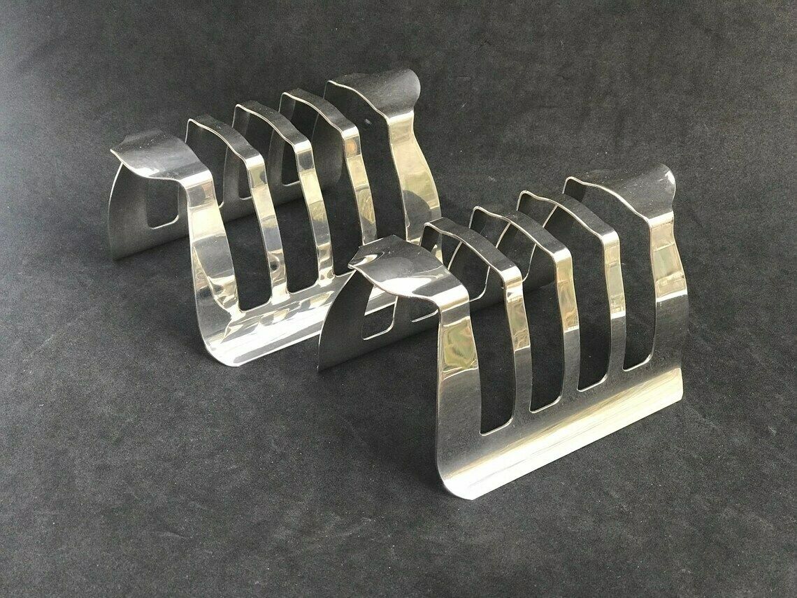 2 Toast Rack Holder For 8 Slices Silver Plated Breakfast Wedding Gift Hostess Gift Epns English Breakfast Set photo buy