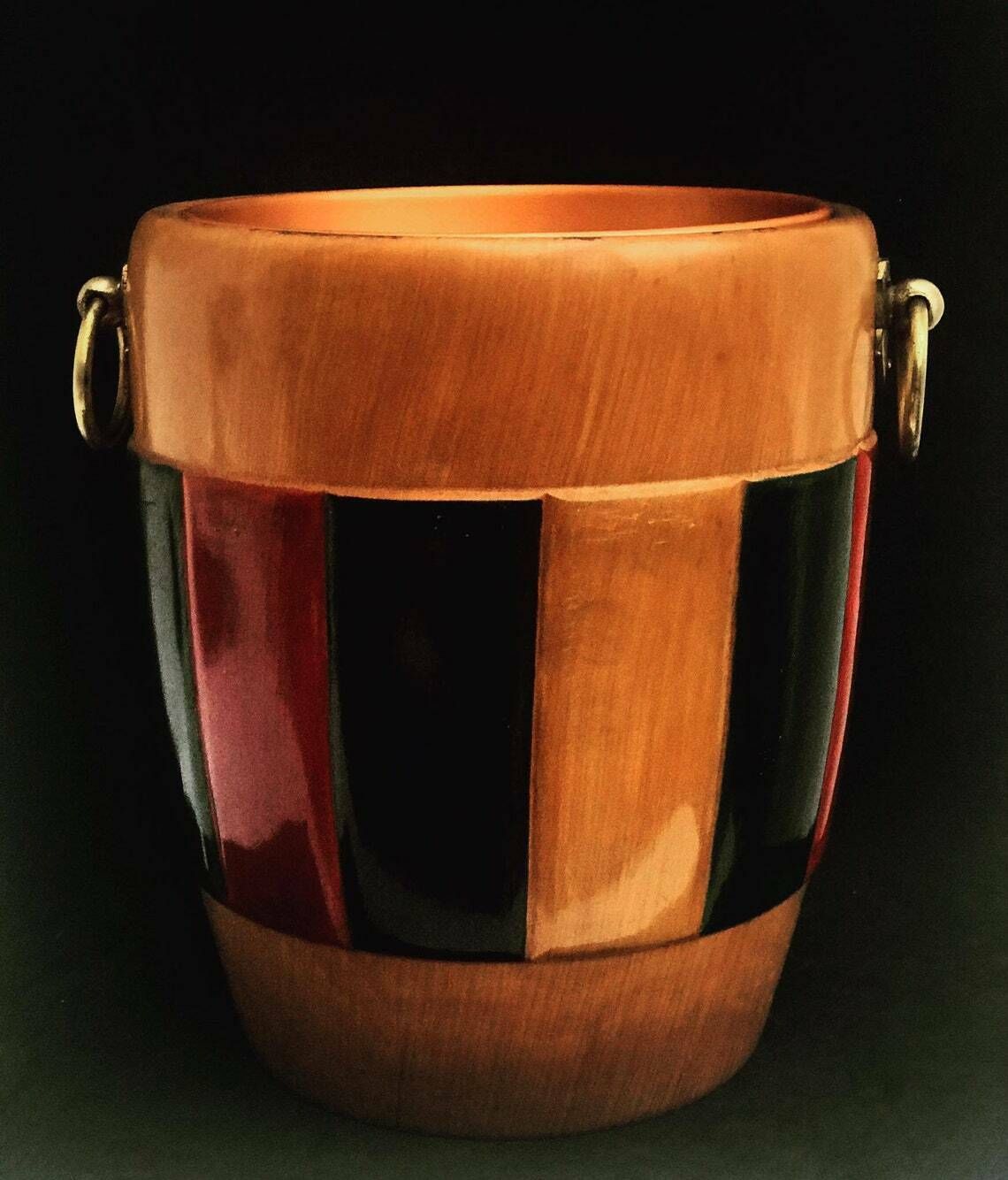 Champagne Bucket Aldo Tura Ice Bucket Italian Design 1960s Wooden Brass Milanino Cusano Bar Decor Cart Mid Century Italian Gift photo furniture