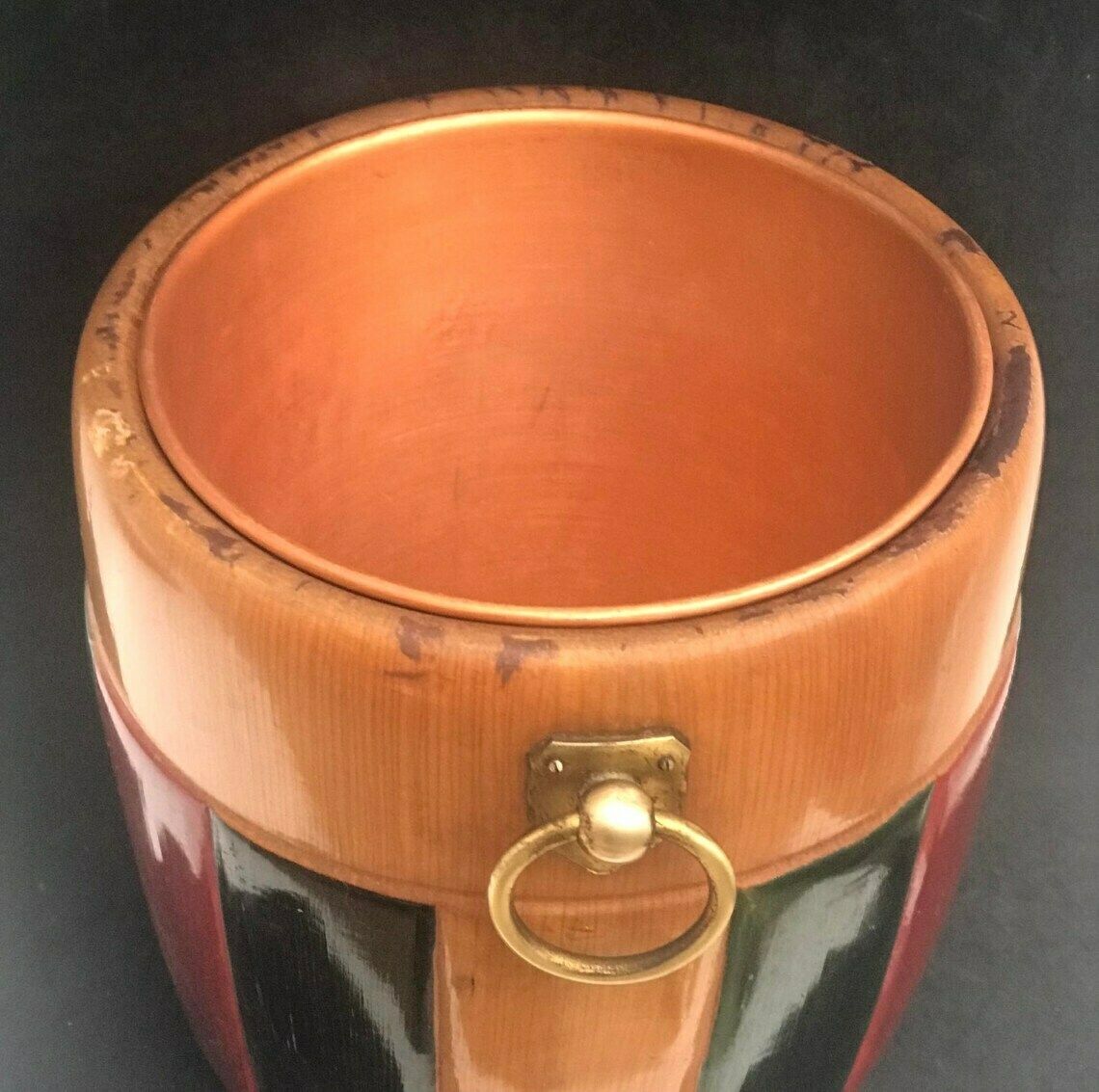 Champagne Bucket Aldo Tura Ice Bucket Italian Design 1960s Wooden Brass Milanino Cusano Bar Decor Cart Mid Century Italian Gift photo 632.0