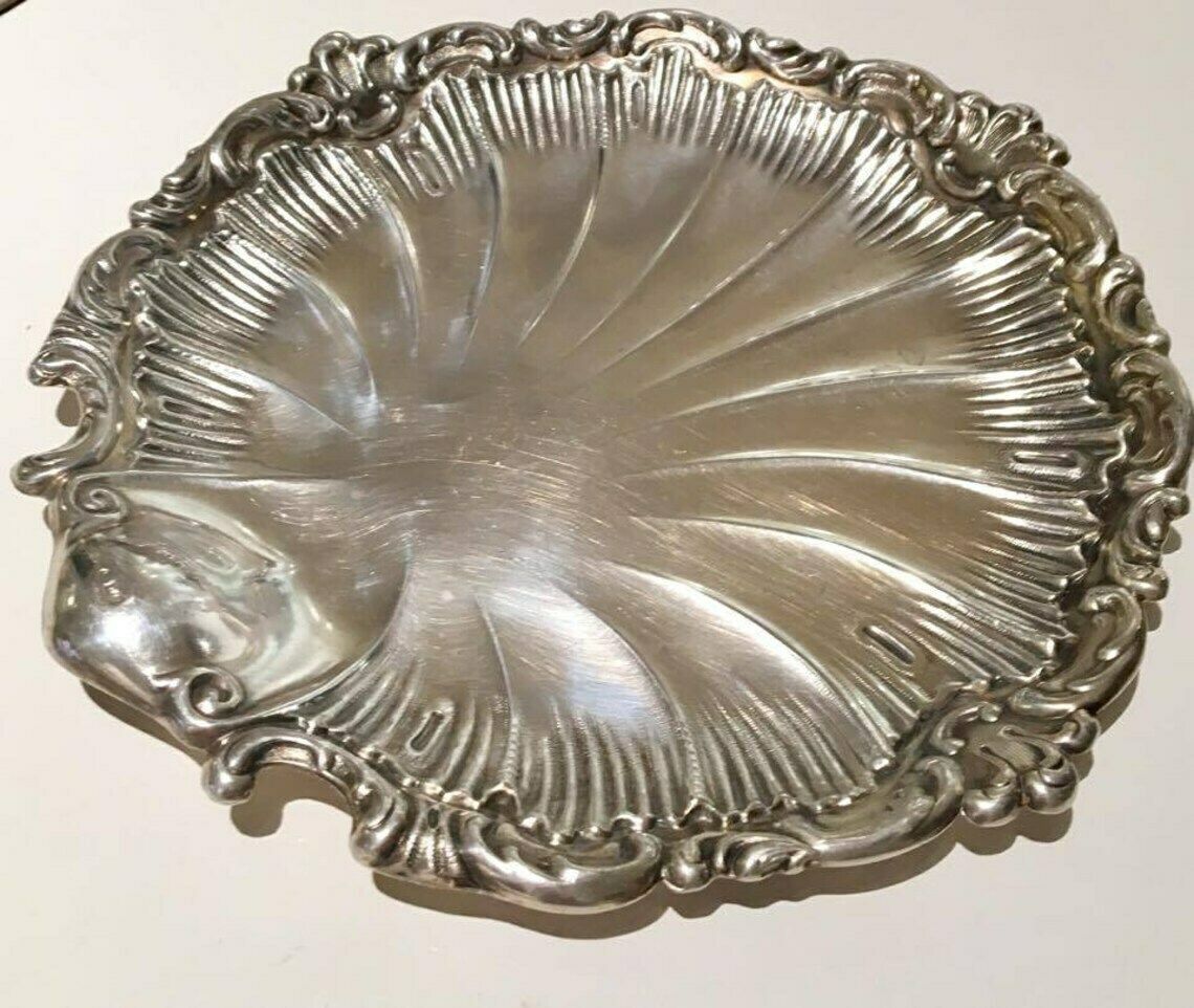 Shell Silver Plated Serving Tray Home And Garden Kitchen And Dining Serve Ware Serving Bon Bon Tray Clam Shell Silver Plate Serving Dish photo vinterior