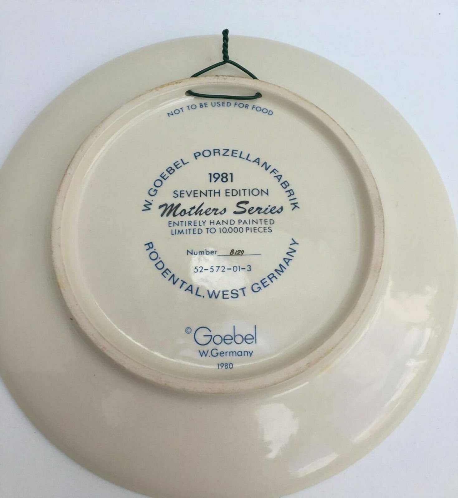 Goebel Decorative Dish W Germany Seal Pup Plate 1981 7th Edition Mothers Series Wood Frame, Seals No Box In Mother's Day Plate Collector photo for sale