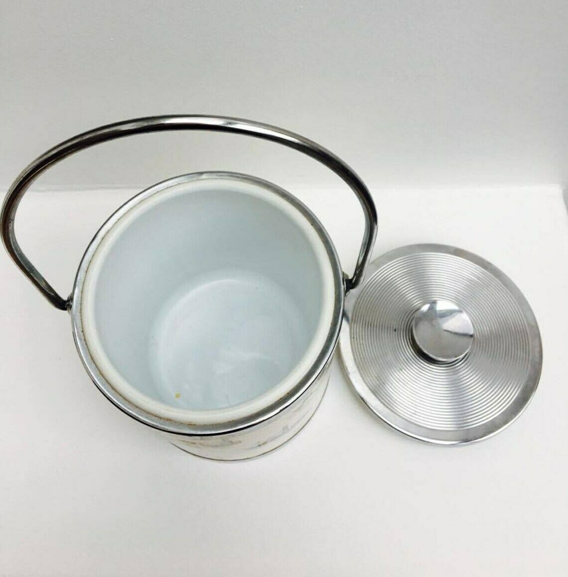 Ice Bucket Vintage 60s Barware Retro Modern Mid Century Ice Bucket With Vintage Car Ilustrations Accessories Bar Vintage Cars Collection photo 105.0